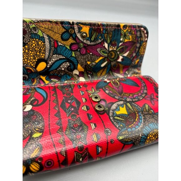 Sakroots Red Boho Wallet Coated Canvas Tri-Fold - Picture 3 of 8